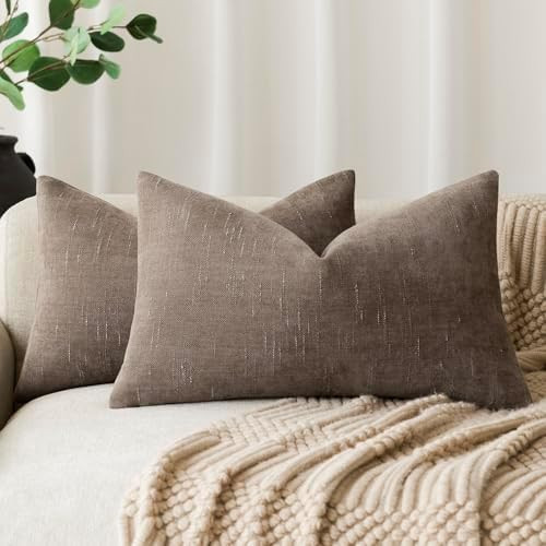 Foindtower Pack of 2 Soft Textured Throw Decorative Pillow Covers Lumbar Accent Solid Cushion Cov... | Amazon (US)