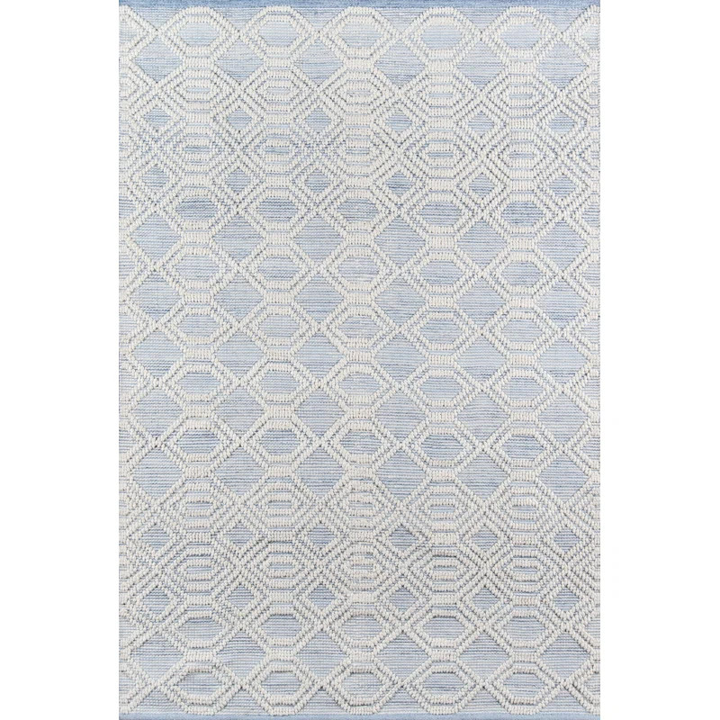 Union Rustic Laguanda Geometric Handmade Flatweave Light Blue/White Area Rug & Reviews | Wayfair | Wayfair North America