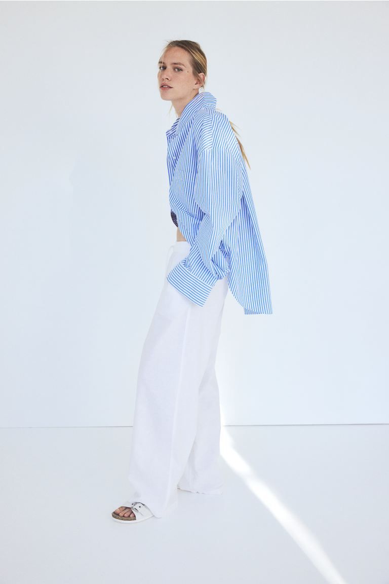 Linen-blend Pants - White - Ladies | H&M US | H&M (US + CA)