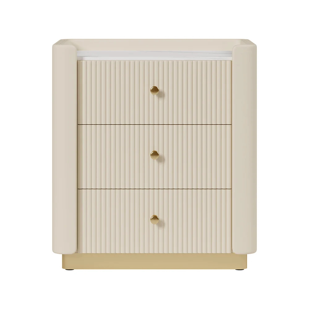 Free Shipping on Modern 3-Drawer Nightstand with Sintered Stone Top & USB Port｜Homary | Homary