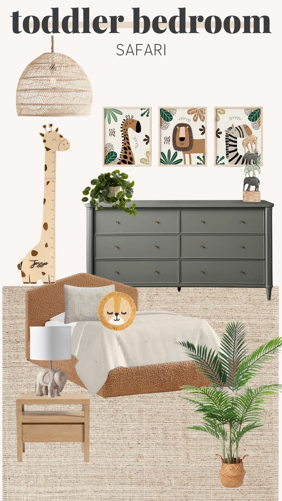 Safari themed toddler bedroom! 


Jungle, lion, giraffe, zebra, boys bedroom, girls bedroom, faux plants, wall art, bed, bedding 

#LTKStyleTip #LTKKids #LTKHome