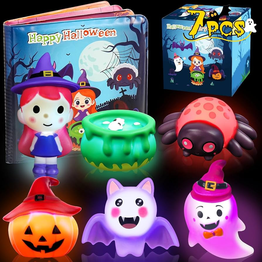 TSDATOWR Light Up Bath Toys, 7 Halloween Set with Book for Kids Ages 3-5 | Amazon (US)