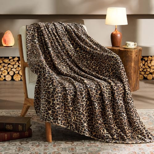 BEDELITE Fleece Blanke for Couch & Bed Leopard Print Throw Blanket – Soft Cheetah Blanket, Cozy Lightweight Fleece Animal Print Throw, 60"x 80", Dark Brown | Amazon (US)