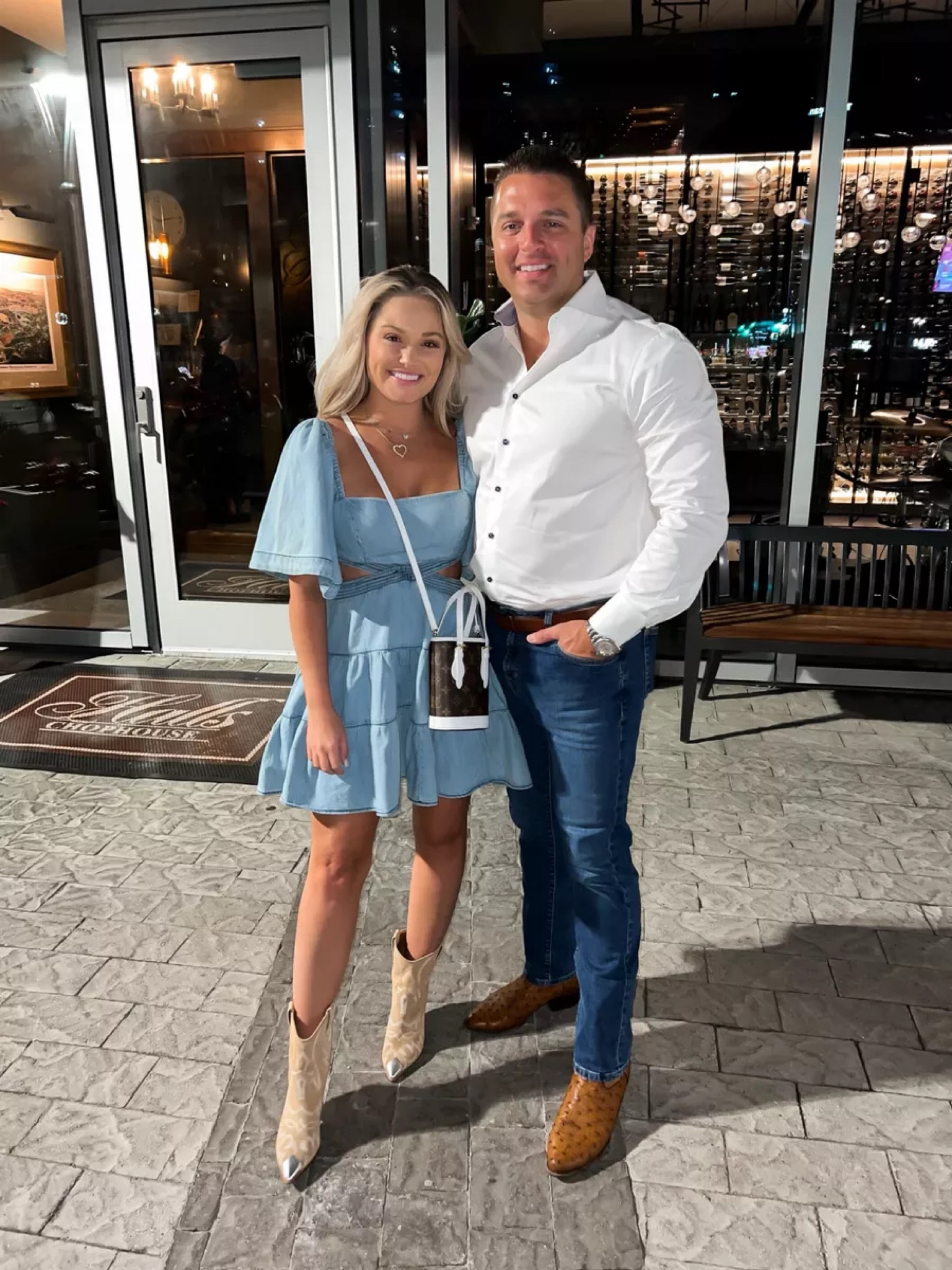 Nashville style - couples. Denim cutout dress and toe cap western booties. Nashville outfit inspo

#LTKstyletip #LTKFind #LTKmens