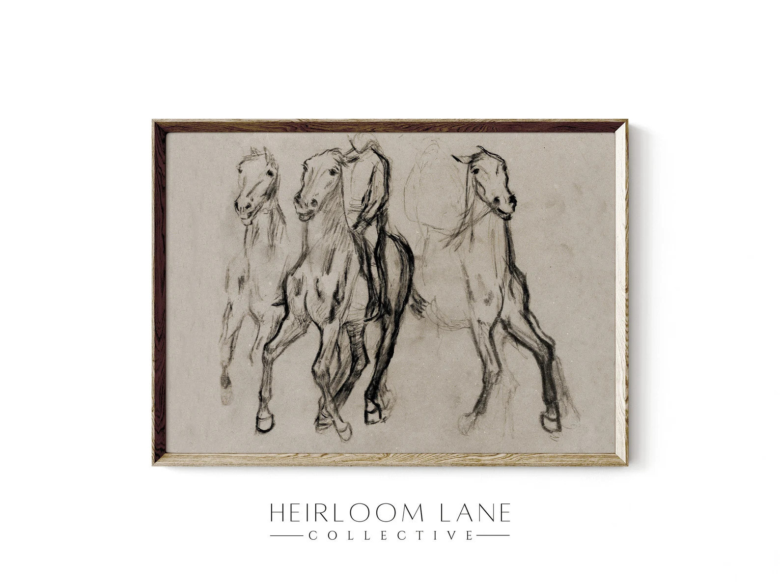 Vintage Horses Drawing Printable Digital Download Cowboy Rodeo Art Print Neutral Minimalist Drawi... | Etsy (US)