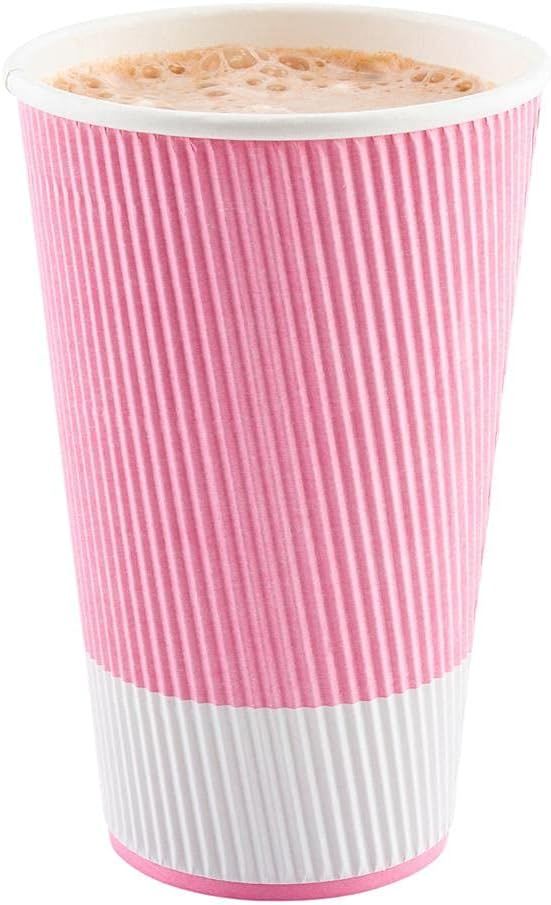 20 Ounce Paper Coffee Cups, 10 Ripple Wall Disposable Paper Cups - Leakproof, Recyclable, Light P... | Amazon (US)