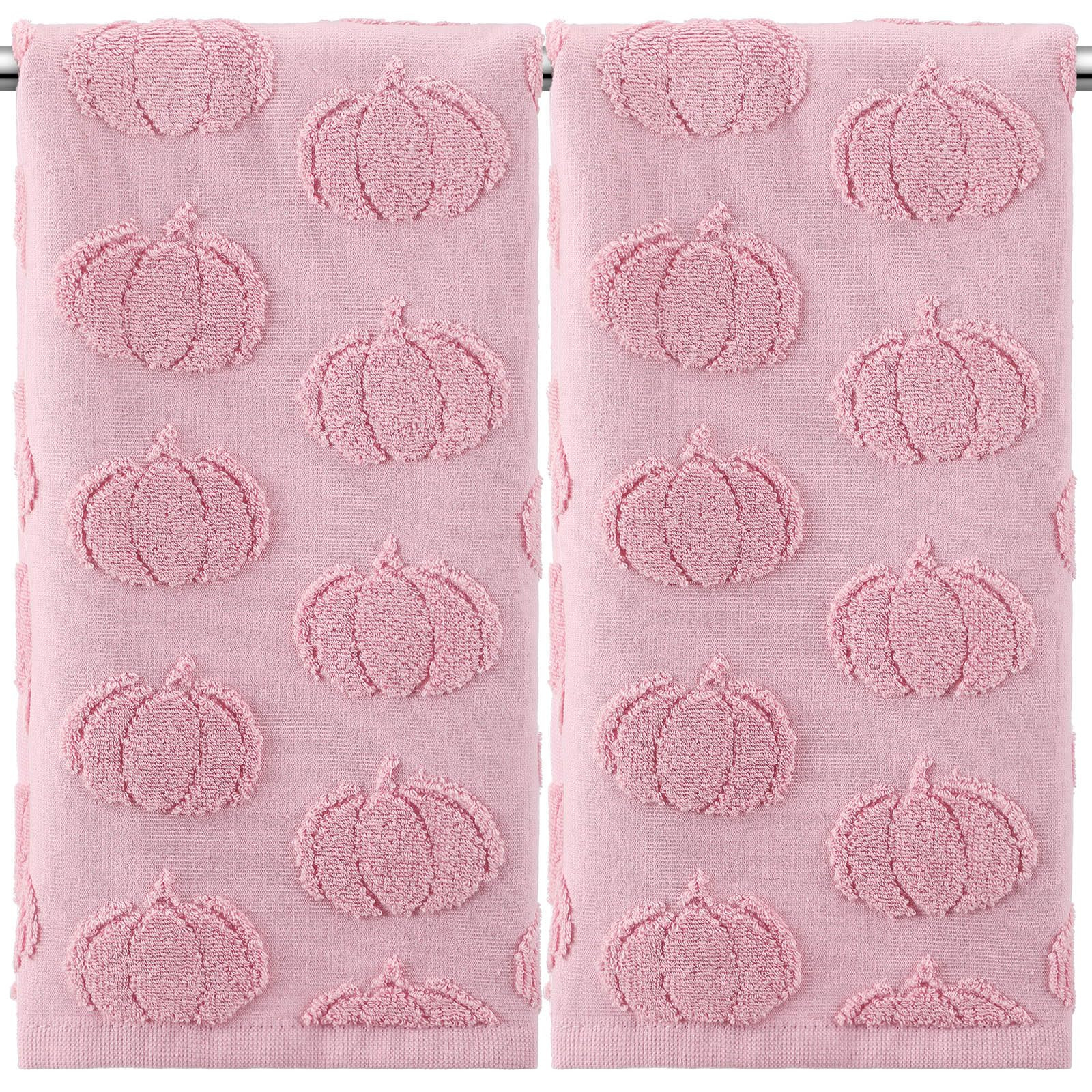 Mindsoft 2 Pcs Fall 3D Pink Pumpkin Jacquard Hand Towels for Bathroom Thanksgiving Pumpkin Towels 100% Cotton Soft Absorbent Decorative Weave Bathroom Decor Gift, 13.7 x 29.5 Inch | Amazon (US)
