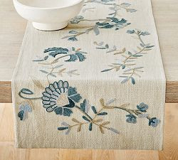 Liana Crewel Embroidered Cotton Table Runner | Pottery Barn (US)