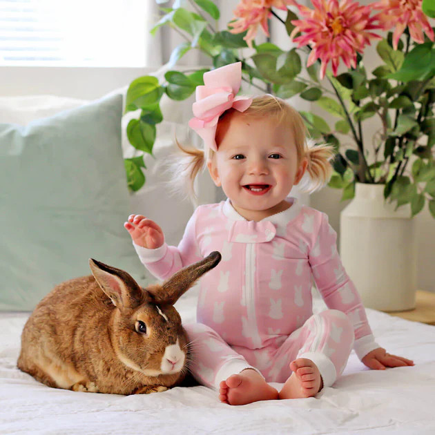 Bunny Peeps Pink  Zip Sleeper | Classic Whimsy