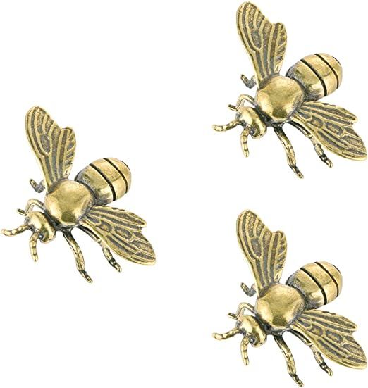 IMIKEYA Gold Bee Figurines: 3PCS Vintage Brass Bee Statues Decorative Brass Animal Ornament DIY C... | Amazon (US)