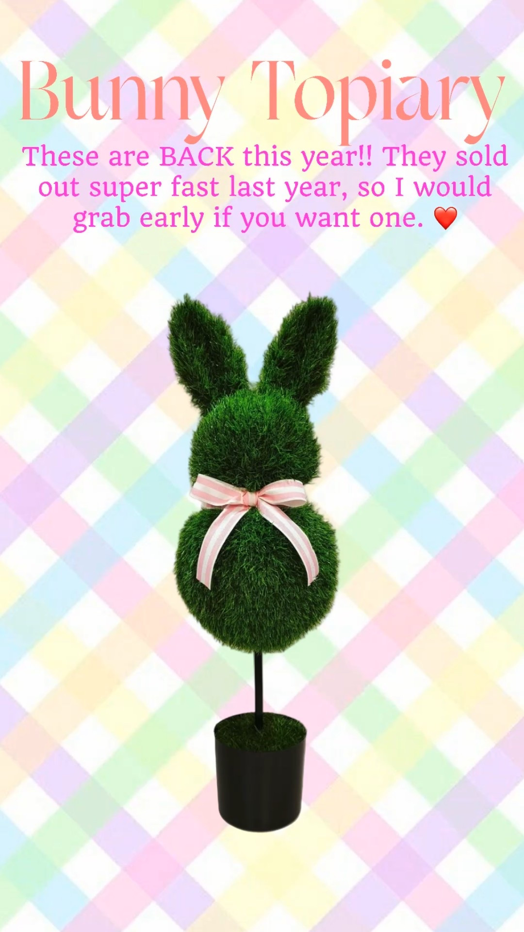 Bunny Topiaries are BACK!!
•
#Easter #Easterdecorations #Eastertopiary #Easterdecor #walmartfinds #walmart #homedecor

#LTKSeasonal #LTKHome