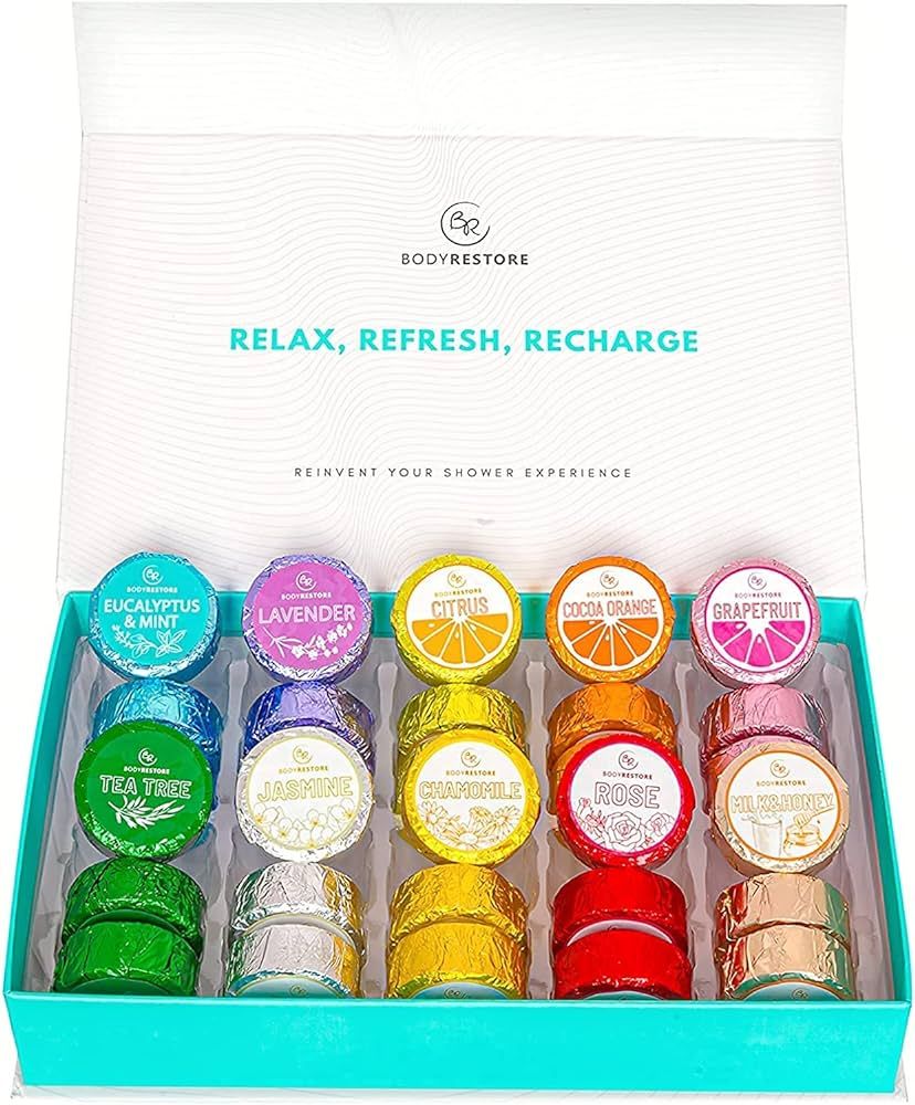 BodyRestore Shower Steamers Aromatherapy Variety Scents Gift Box 30 Packs - Gifts for Mom, Gifts ... | Amazon (US)