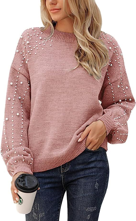 Blooming Jelly Women's Chunky Sweater Crewneck Sweatshirt Knit Lantern Sleeve Oversized Pullover ... | Amazon (US)