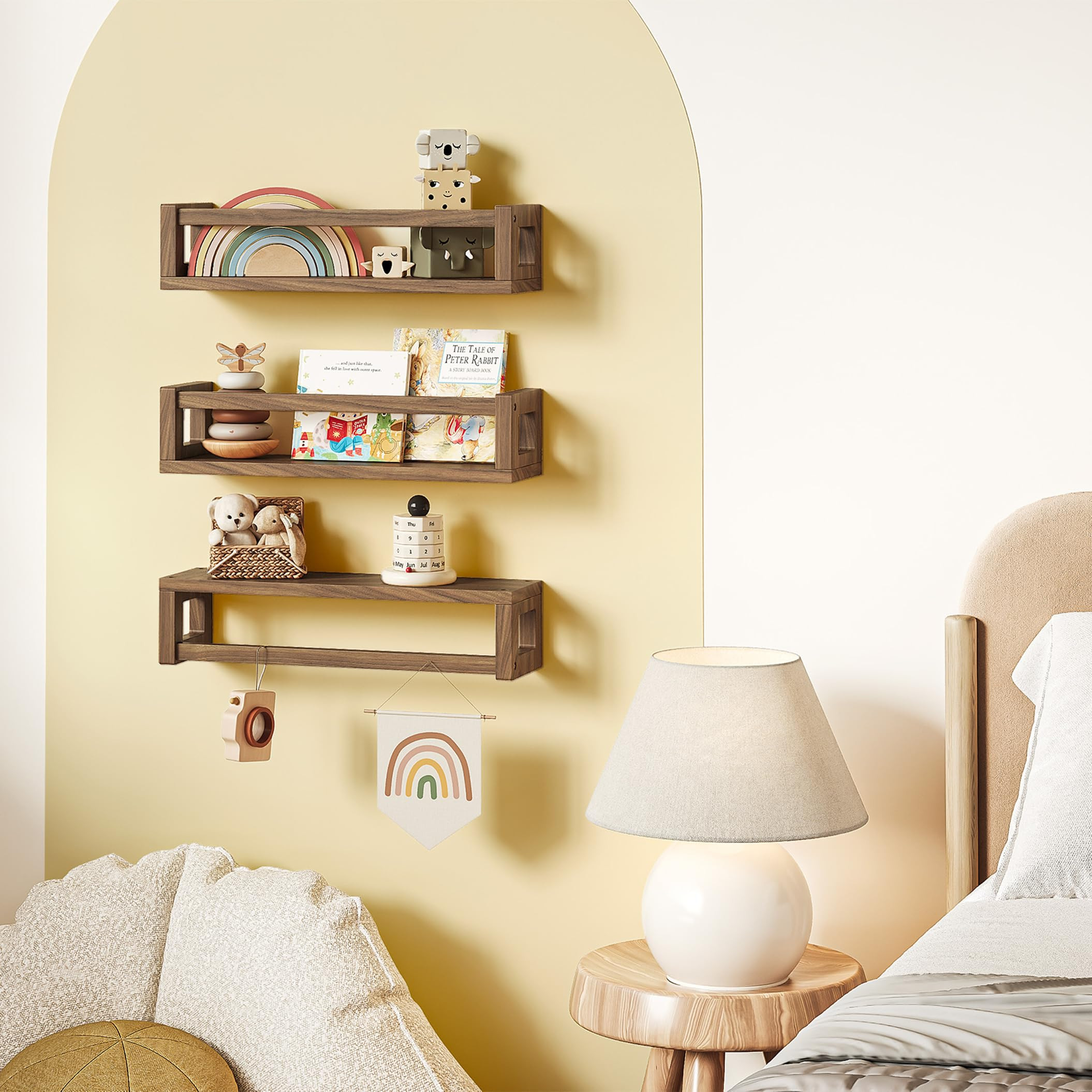 Upgraded Thick Floating Shelves, Solid Wood Bookshelf for Wall, Floating Book Shelves Use as Wall... | Amazon (US)