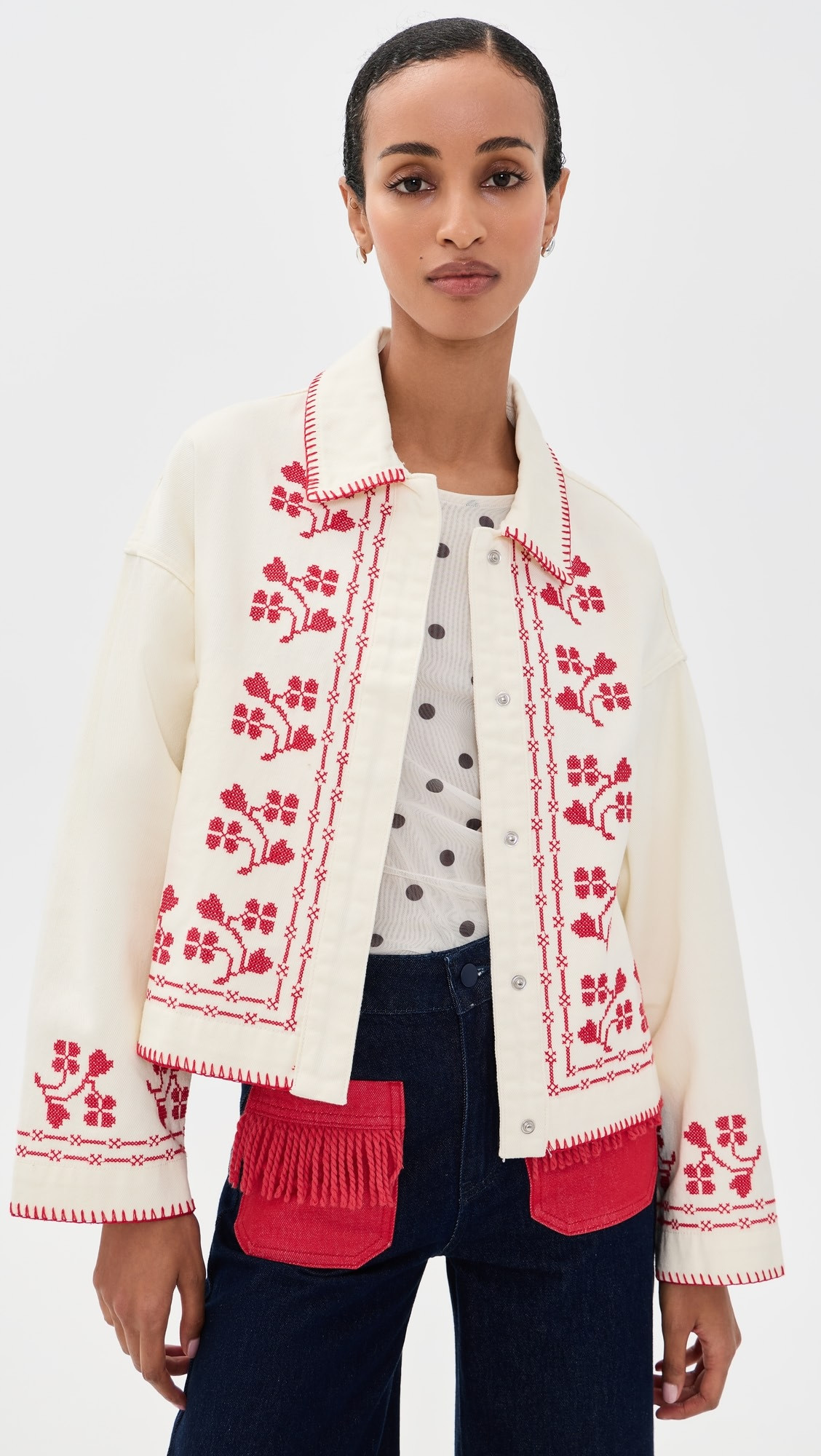 The Tiny Big Sister Embroidery Denim Jacket | Shopbop | Shopbop