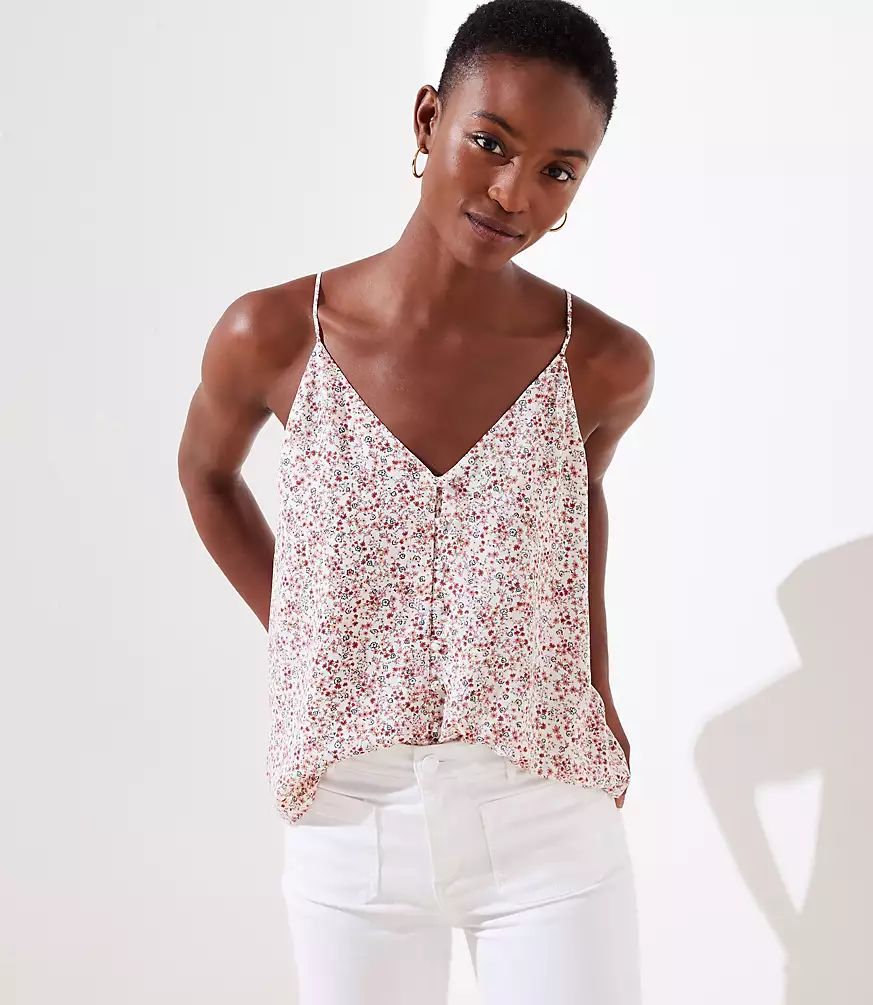 Floral Covered Button Strappy Cami | LOFT | LOFT