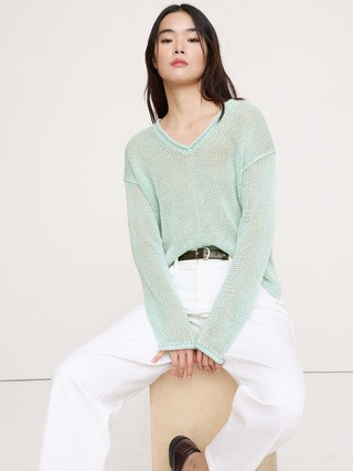 Heirloom Linen V-Neck Sweater | Banana Republic (US)