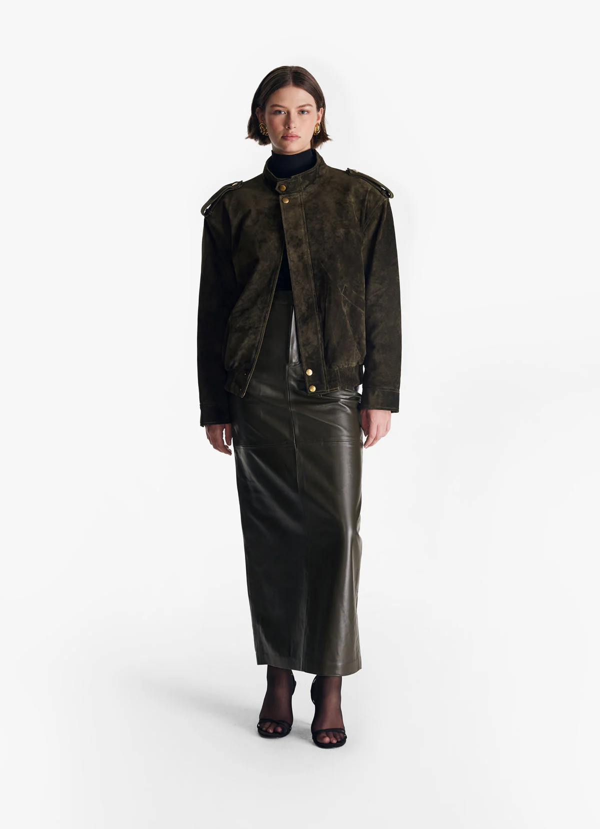 Khaki Suede Bomber Jacket | DE SAVARY LONDON