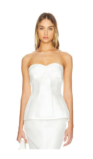 Coraline Strapless Fan Pleat Top in Ivory | Revolve Clothing (Global)