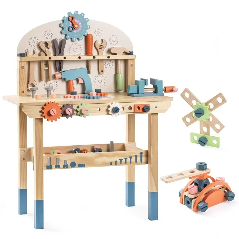 Robud Tool Bench Set for Kids,Large Wooden Work Bench Construction Toys Set for Boys Girls 3+ Yea... | Walmart (US)