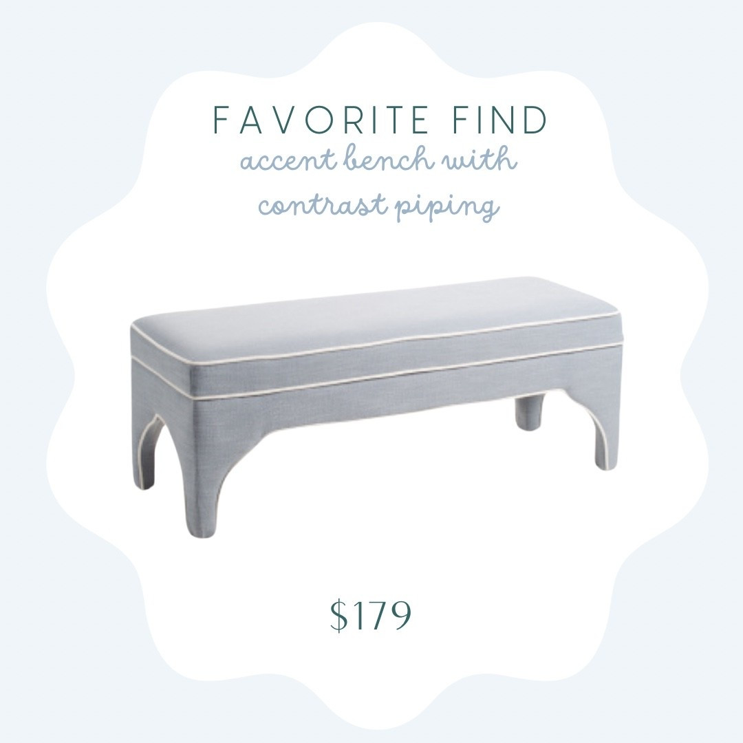 Gorgeous custom look bench with contrast piping under $200!! 