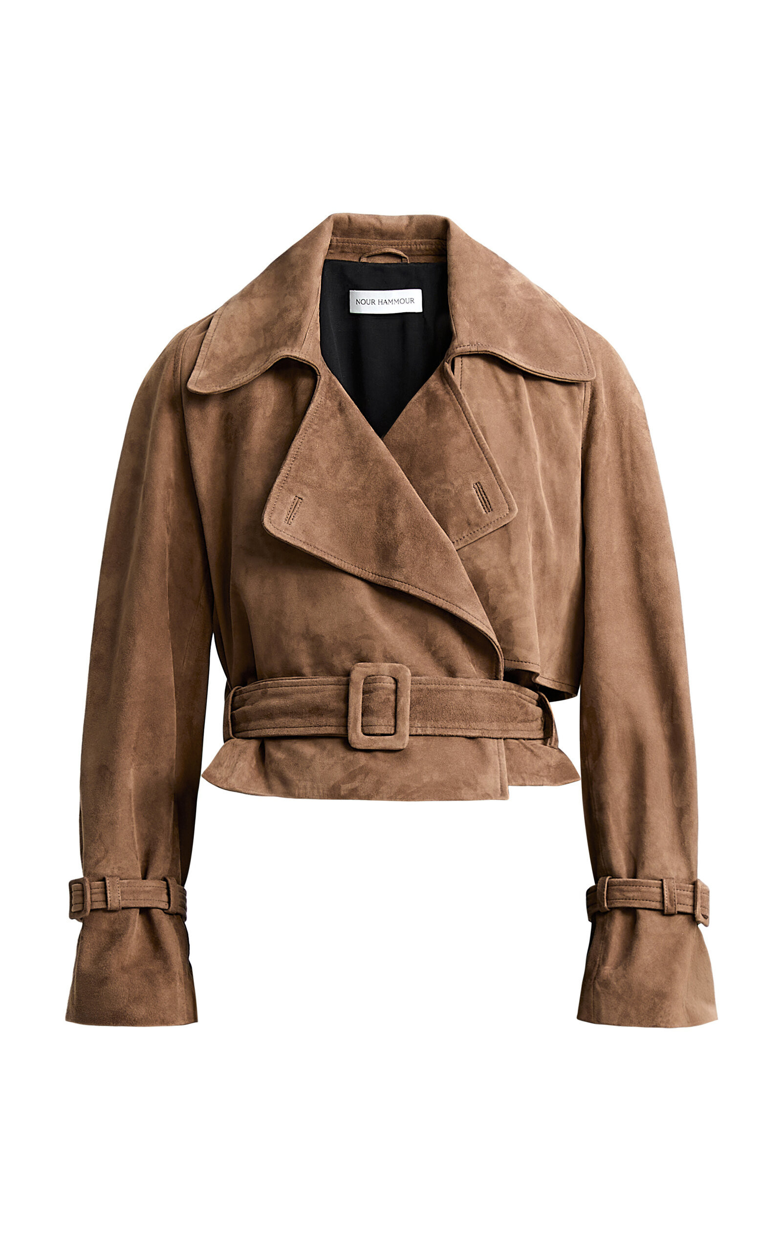 Nour Hammour - Hatti Suede Cropped Jacket - Tan - FR 34 - Moda Operandi | Moda Operandi (Global)