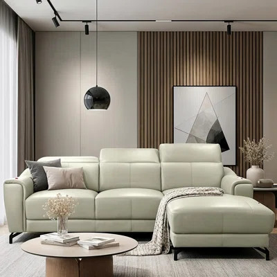 Locke 103.9" Genuine Leather Square Arm Sectional Sofa with Chaise | Wayfair North America