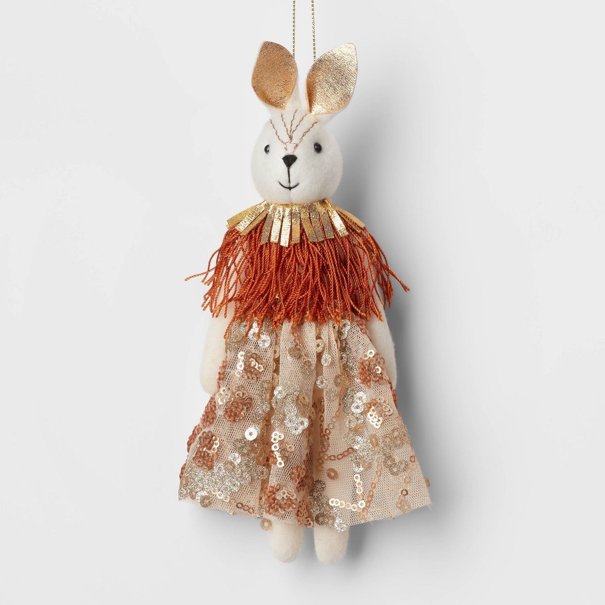 Fabric Rabbit Wearing Gold Dress Christmas Tree Ornament - Wondershop™ | Target