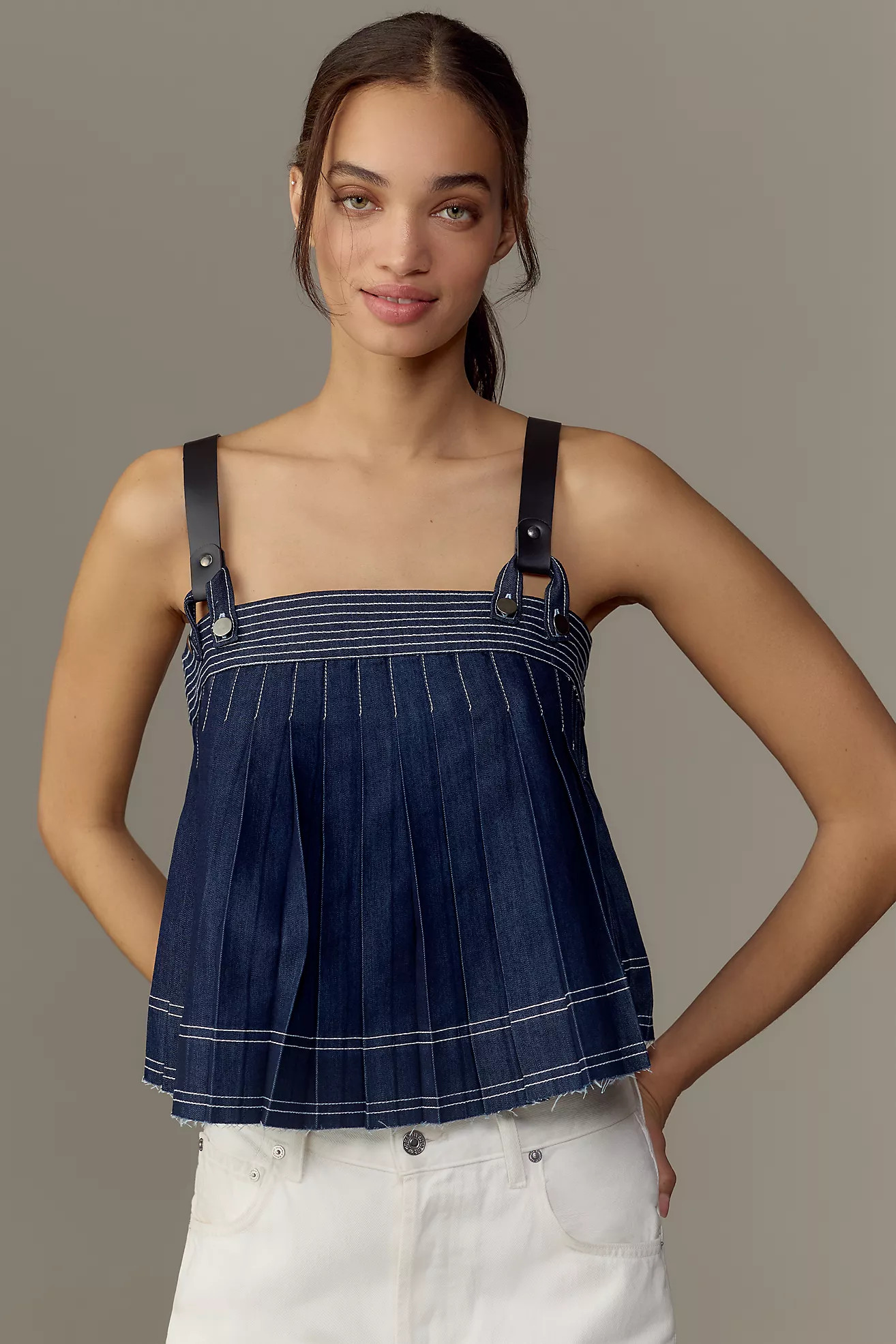 Pilcro Sleeveless Harness Denim Blouse | Anthropologie (US)