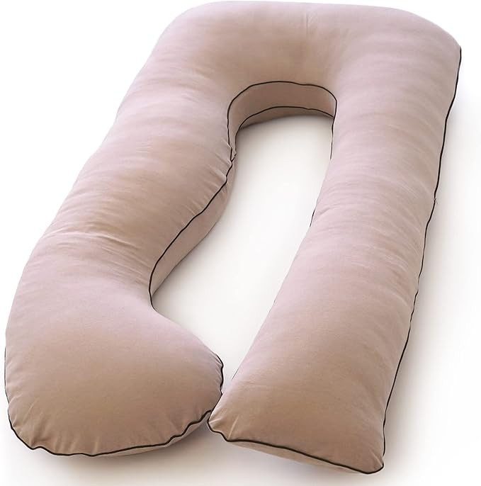 Pharmedoc Pregnancy Pillows, U-Shape Full Body Pillow -Removable Jersey Cotton Cover - Mocha - Pr... | Amazon (US)