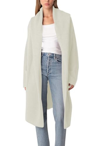 Cakulo Womens Oversized Long Cardigan Sweaters Hooded Duster Cardigans 2024 Trendy Fall Open Front Coatigan Beige M | Amazon (US)