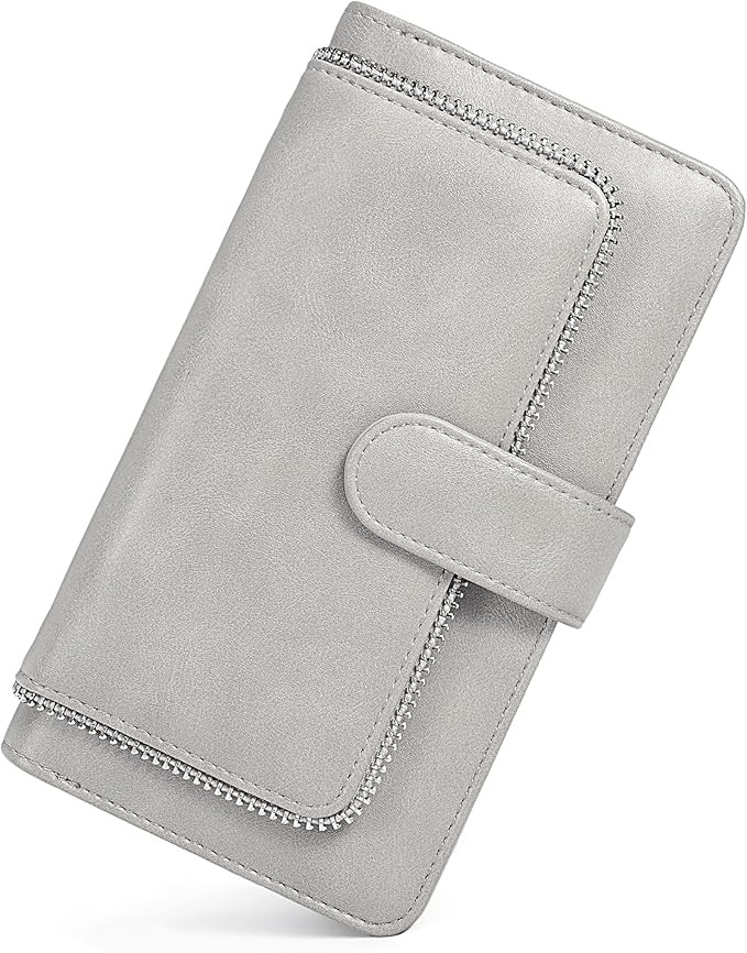 UTO Wallet Women Vegan Leather Wristlet Snap Long Purse Credit Card Holder Elegant Clutch | Amazon (US)