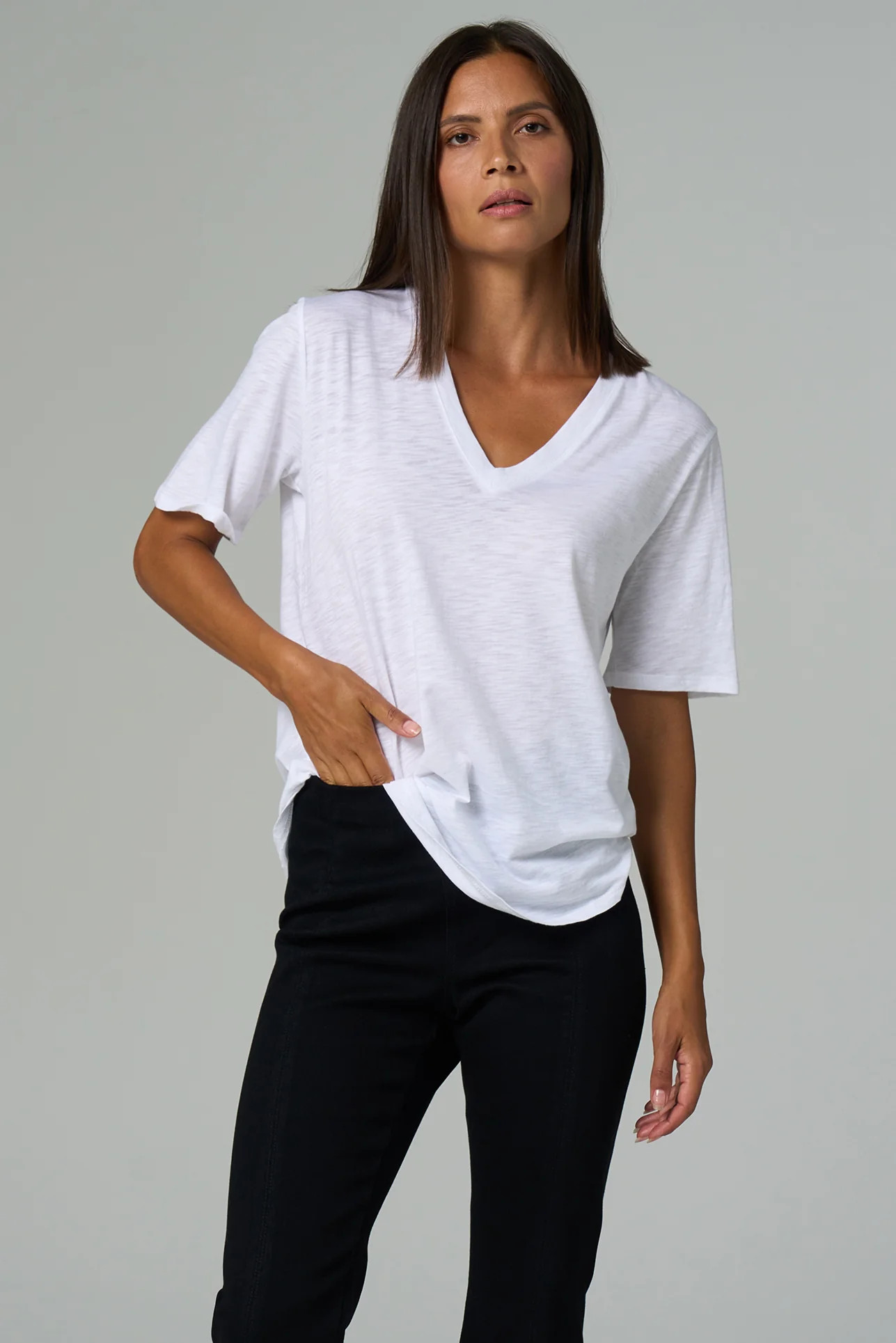 Slub Jersey V-Neck Tee 2-Pack | Franne Golde