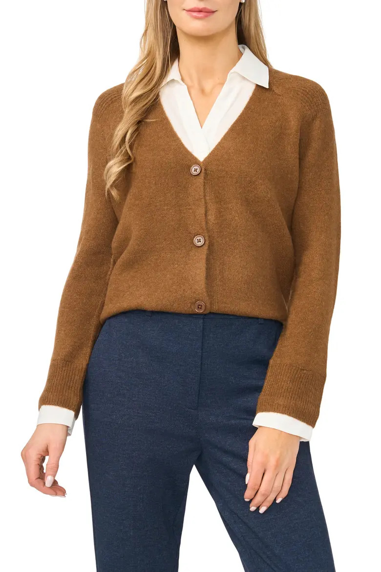 Mixed Media Twofer V-Neck Cardigan (Women) | Nordstrom | Nordstrom