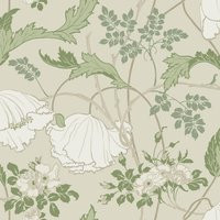 Magnolia Home Gwendolyn Wallpaper, Sure Strip in Ecru/Green by DecoratorsBest | DecoratorsBest