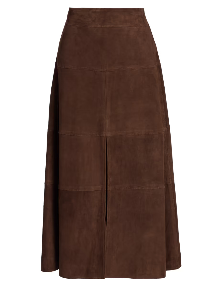 Tanya Taylor Hudson Suede Midi-Skirt | Saks Fifth Avenue | Saks Fifth Avenue