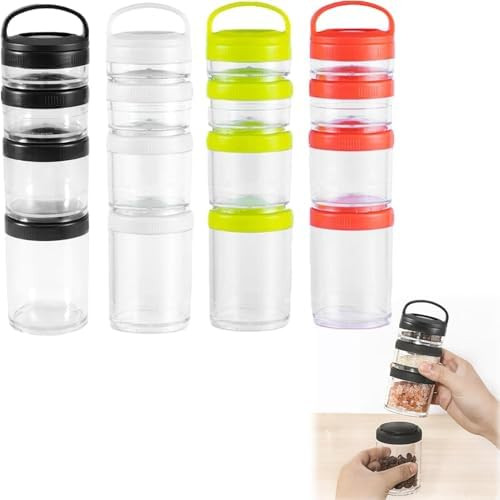 Portable Travel Stackable Snack Containers, 4 Jar - 40cc,60cc,100cc,150cc Scale Jar,Nut Box,Snack... | Amazon (US)