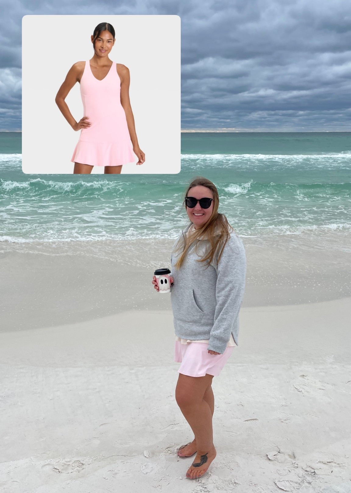 Athletic dress, Athleisure, black sunglasses, grey pullover, gray sweatshirt, quarter zip, all in motion, target dress

#LTKTravel #LTKMidsize #LTKActive