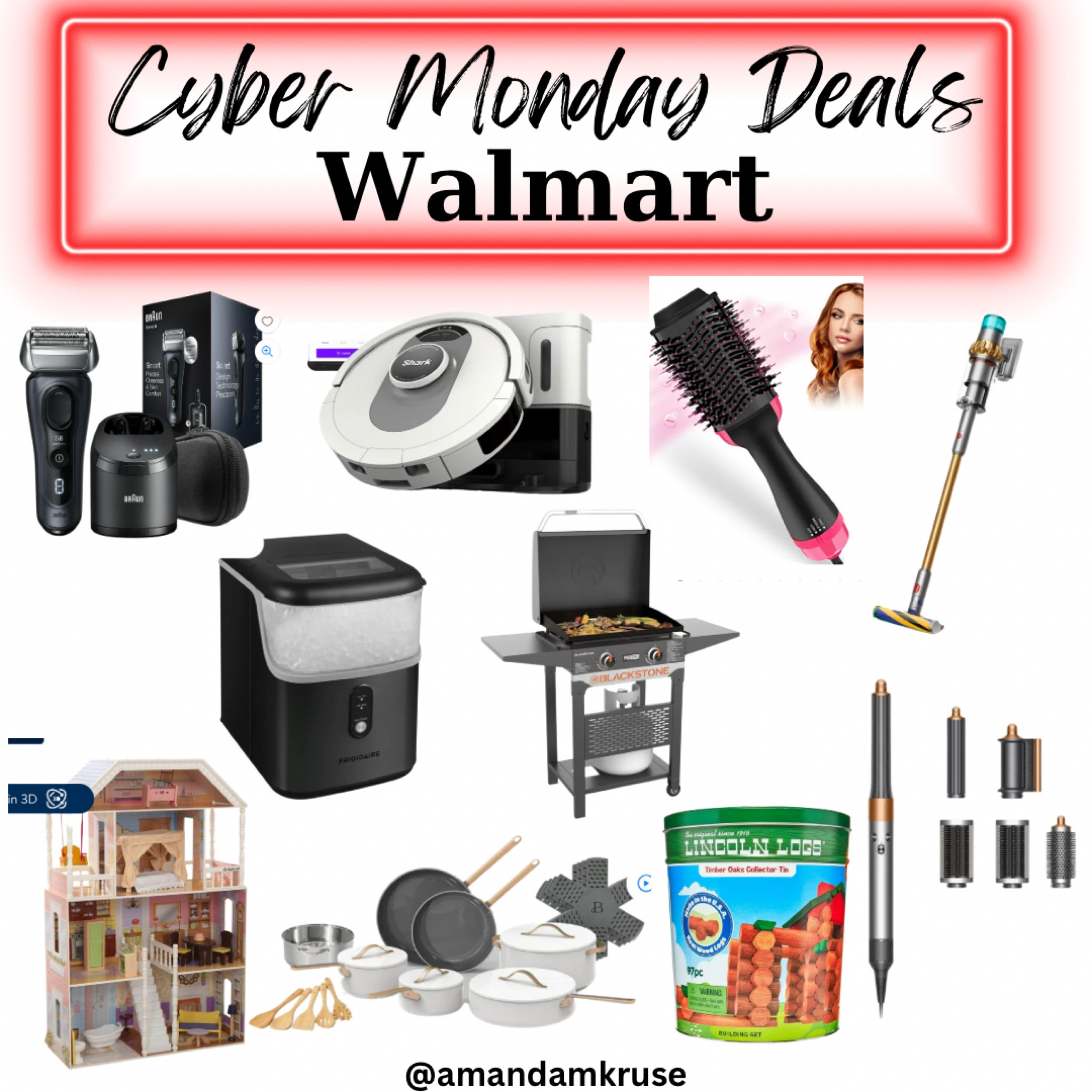 Walmart Cyber Monday deals. 

Cyber Monday deals, electric shaver, shark robot vacuum, Revlon one-step hair dryer, Dyson stick vacuum, nugget ice maker, Blackstone grill, wooden dollhouse, ceramic non-stick cookware set, log set 

#LTKCyberWeek #LTKHoliday #LTKGiftGuide