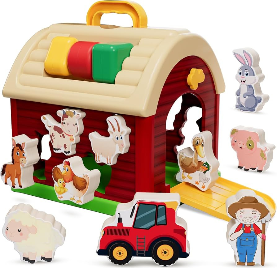 Marlrin Farm Animal House Toys, Kids Barn Set, Melissa and Doug Toys, Shape Sorting and Stacking ... | Amazon (US)
