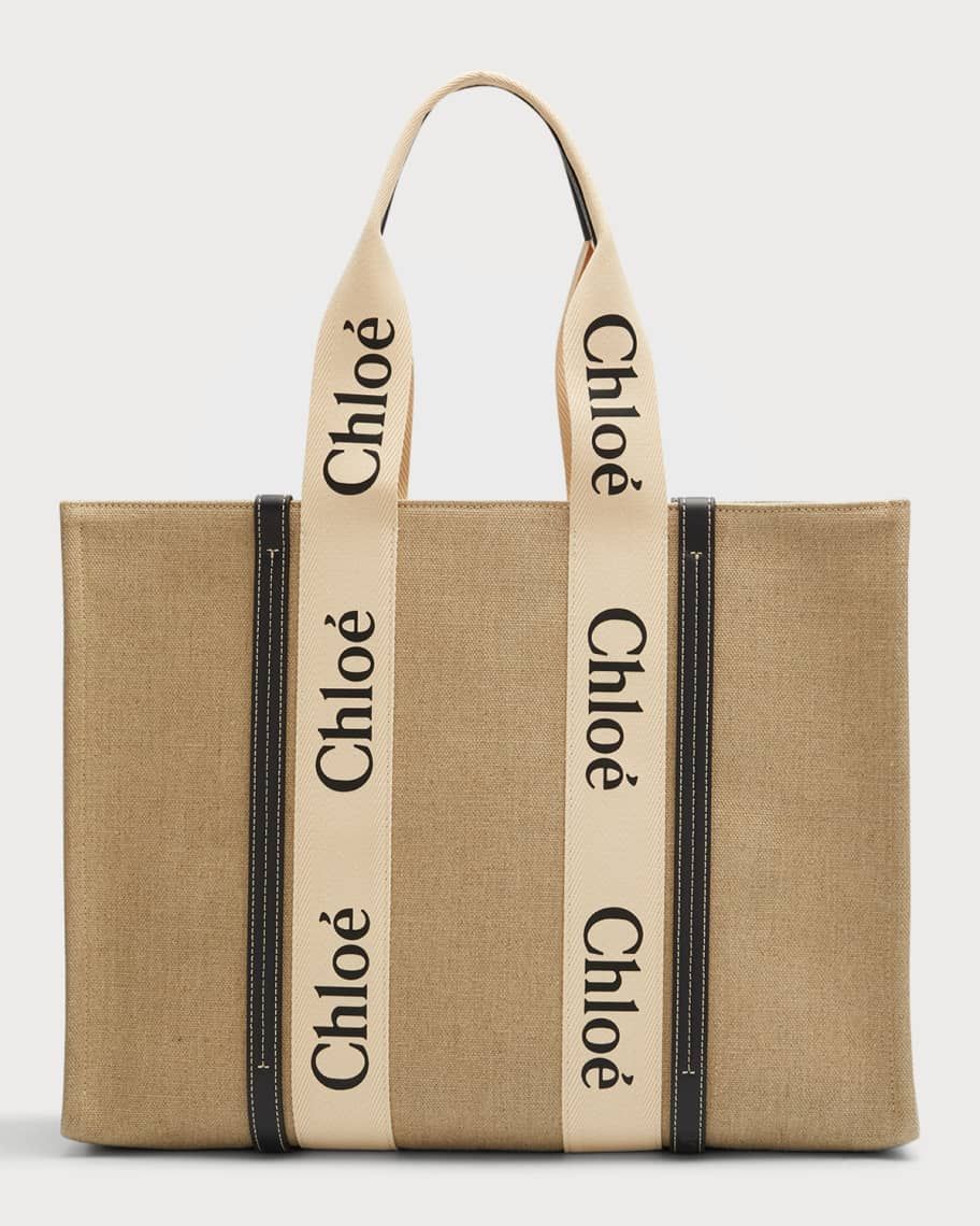 Chloe Woody Large Tote Bag in Linen | Neiman Marcus