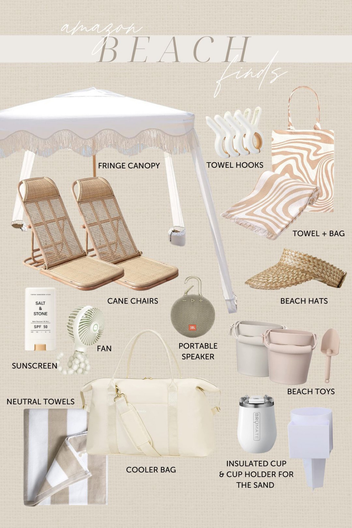 Amazon beach finds 🥥🐚 #beach #beachfinds #canopy #beachtowels #fringeumbrella #bucket #cooler #beachtoys #aesthetictoys #vacay #resortwear #30A #miami #canechair #beachchairs #amazon #amazonfinds #travel 

#LTKunder100 #LTKSeasonal #LTKtravel