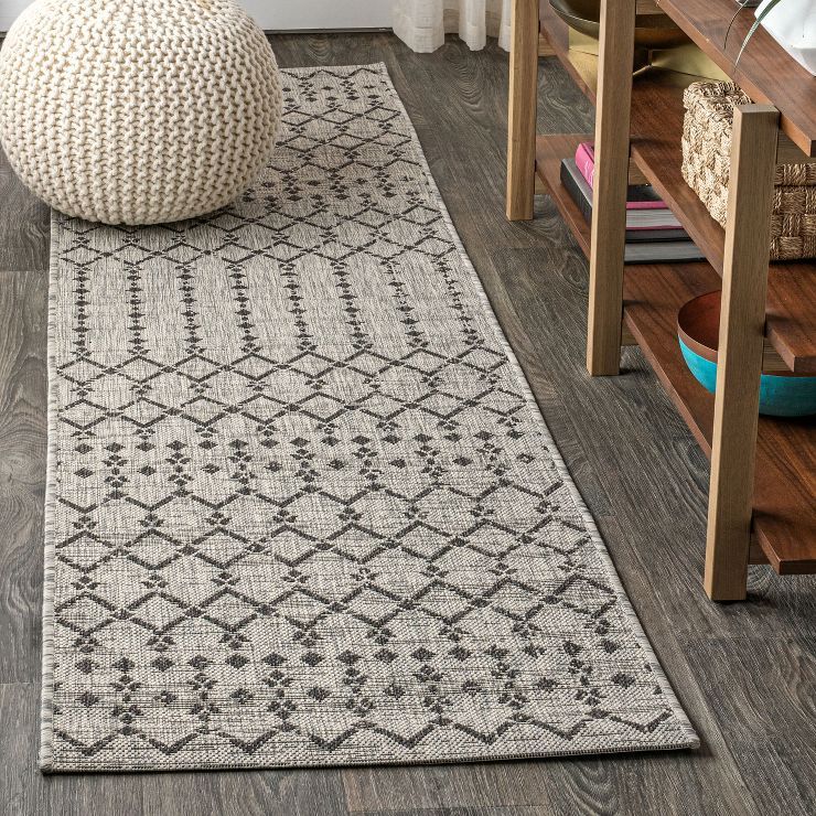 Ourika Moroccan Geometric Textured Weave Indoor/Outdoor Area Rug - JONATHAN Y | Target