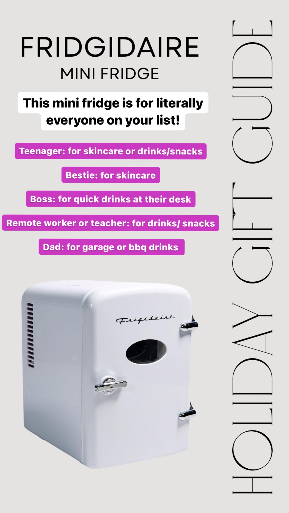 This mini fridge is such a good gift for just about anyone on your list! 

Perfect for skincare, drinks or snacks! 

Mini fridge
Skincare fridge
Teen gifts
Gifts for her
Gifts for him
Gifts for teacher
Gifts for boss 

#LTKfindsunder50 #LTKsalealert #LTKGiftGuide