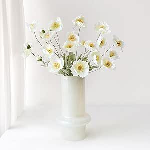 6PCS White Poppy Artificial Fake Corn Poppies Flower with Stems Silk Floral for Wedding Bouquet P... | Amazon (US)