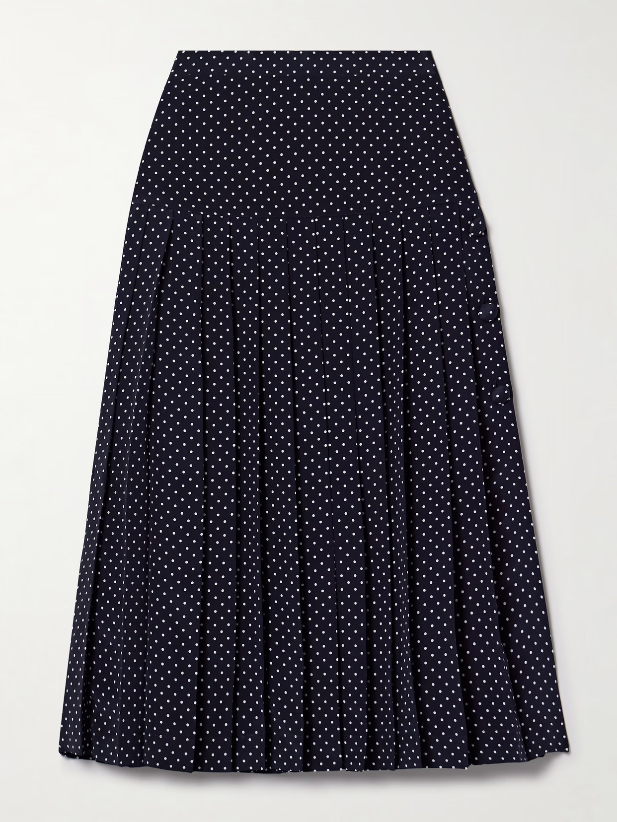 Alessandra Rich - Pleated Polka-dot Silk-crepe Midi Skirt - Blue | NET-A-PORTER (US)