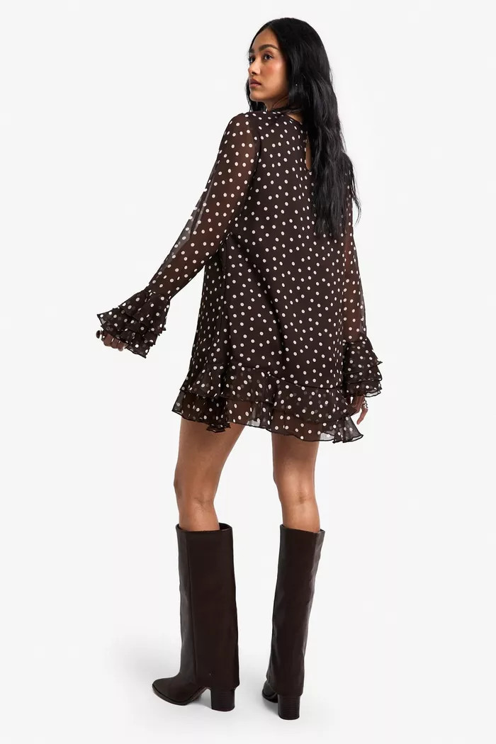 Polka Dot Chiffon Smock Dress | boohoo (US & Canada)