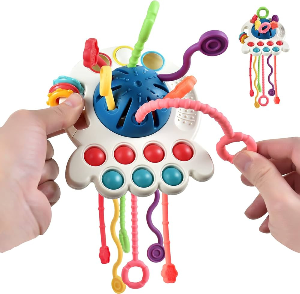 Tuko Baby Toys 6-12-18 Months Baby Sensory Toys Silicone Pull String Toys Montessori Toys for Tod... | Amazon (US)