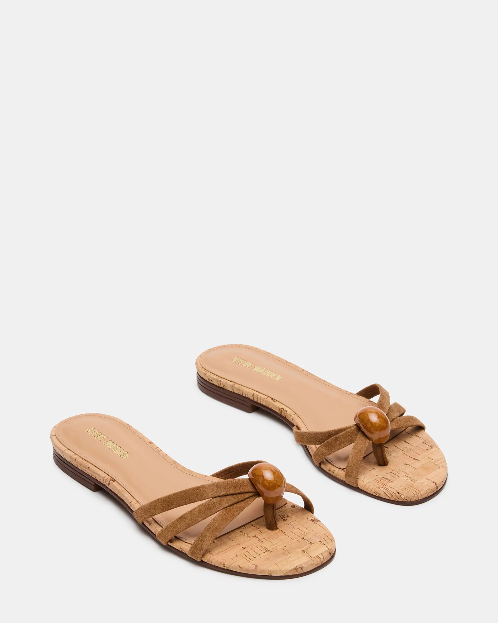 CALISSI Stone Chestnut Suede Strappy Slide Women's Sandal | Steve Madden (US)
