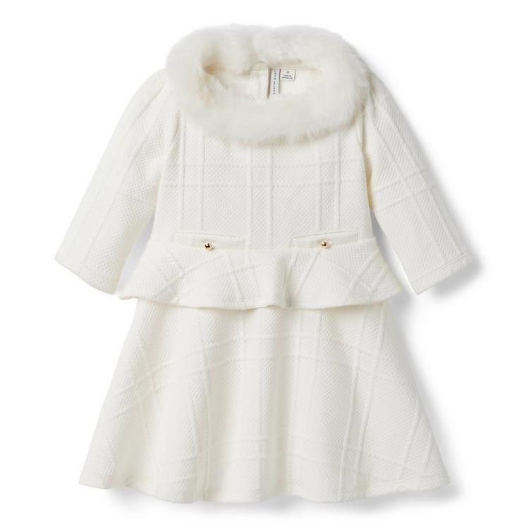 Faux Fur Collar Jacquard Dress | Janie and Jack